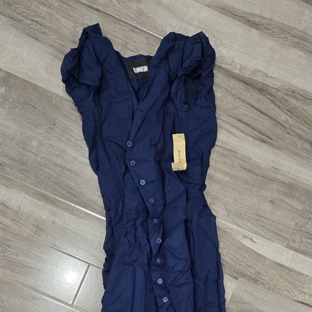 REFORMATION Navy Button-Up MAXI Dress SIZE 2